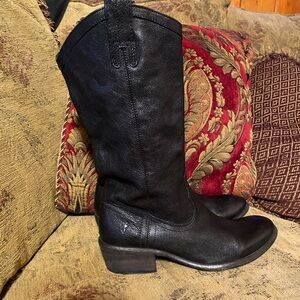 Frye CARSON Mid-Calf Leather Boots #77687 grained black leather size 8